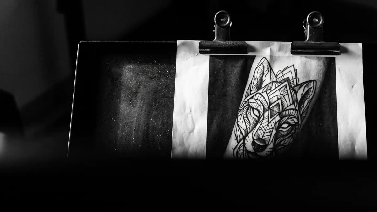 Fotografía de referencia impresa en blanco y negro sujeta… — microrealismo Cartagena, Delorean Tattoo Studio Cartagena