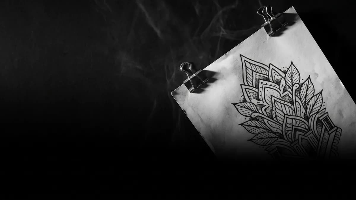 Fotografía de referencia impresa en blanco y negro sujeta… — tamaño microrealismo, Delorean Tattoo Studio Cartagena
