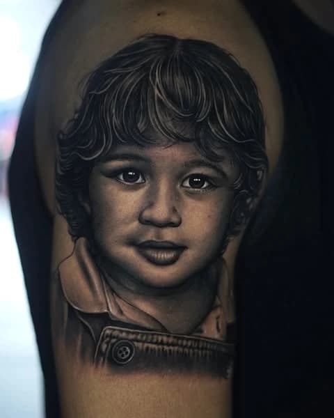 Tattoo style: Curly Child Portrait